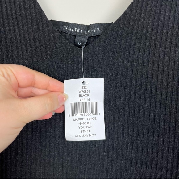 NWT WALTER BAKER BROOKLYN SLEEVELESS RIBBED MIDI DRESS IN BLACK SIZE MEDIUM - Picture 9 of 16